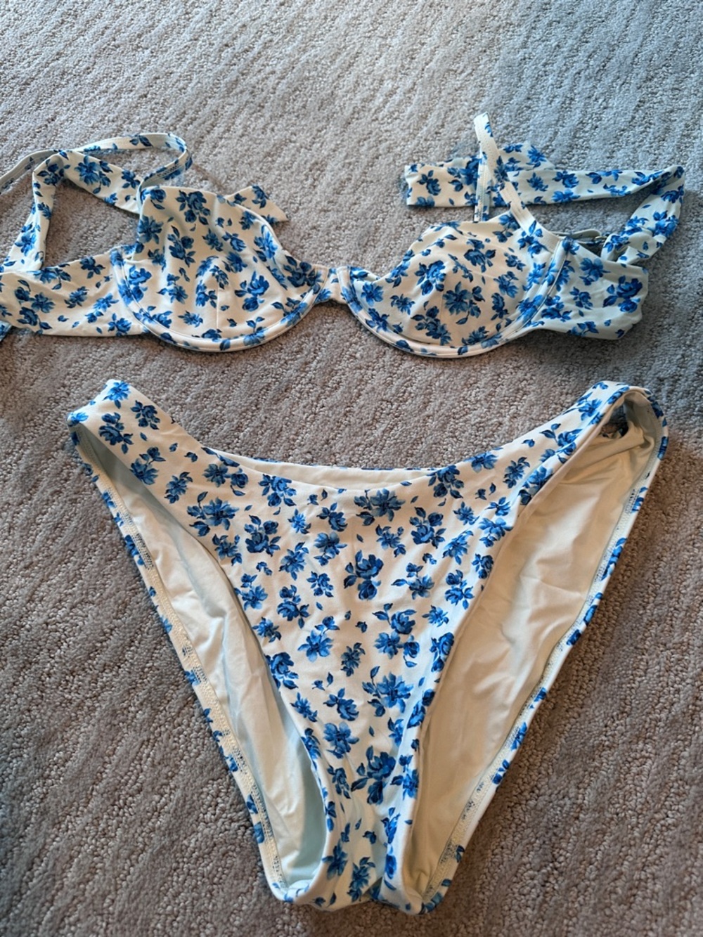 Monday Swimwear Blue Floral Two-Piece Bikini Set